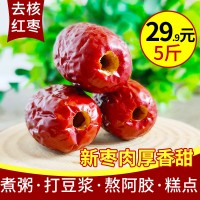 奶枣原料新疆灰枣去核红枣干零食煮粥阿胶糕粽子空心无核红枣500g